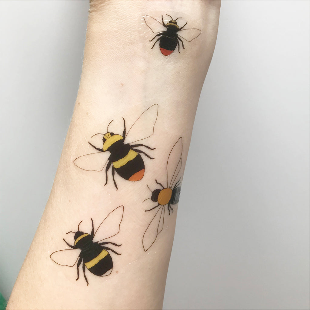 Purple Bee Temporary Tattoo  Easy to Apply  Remove Free Shipping