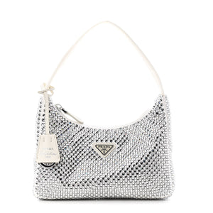 prada white crystal bag