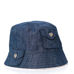 chanel denim bucket hat