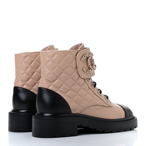 chanel cc combat boots