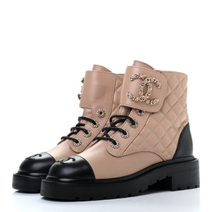 chanel cc combat boots