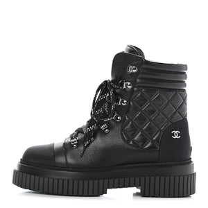 chanel combat boots quilted