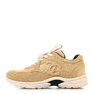 chanel braided raffia sneakers