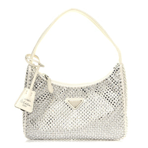 prada white crystal bag