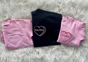 TODDLER CANDY HEART CREWNECK - WHO GIVES A CRAFT? VIP