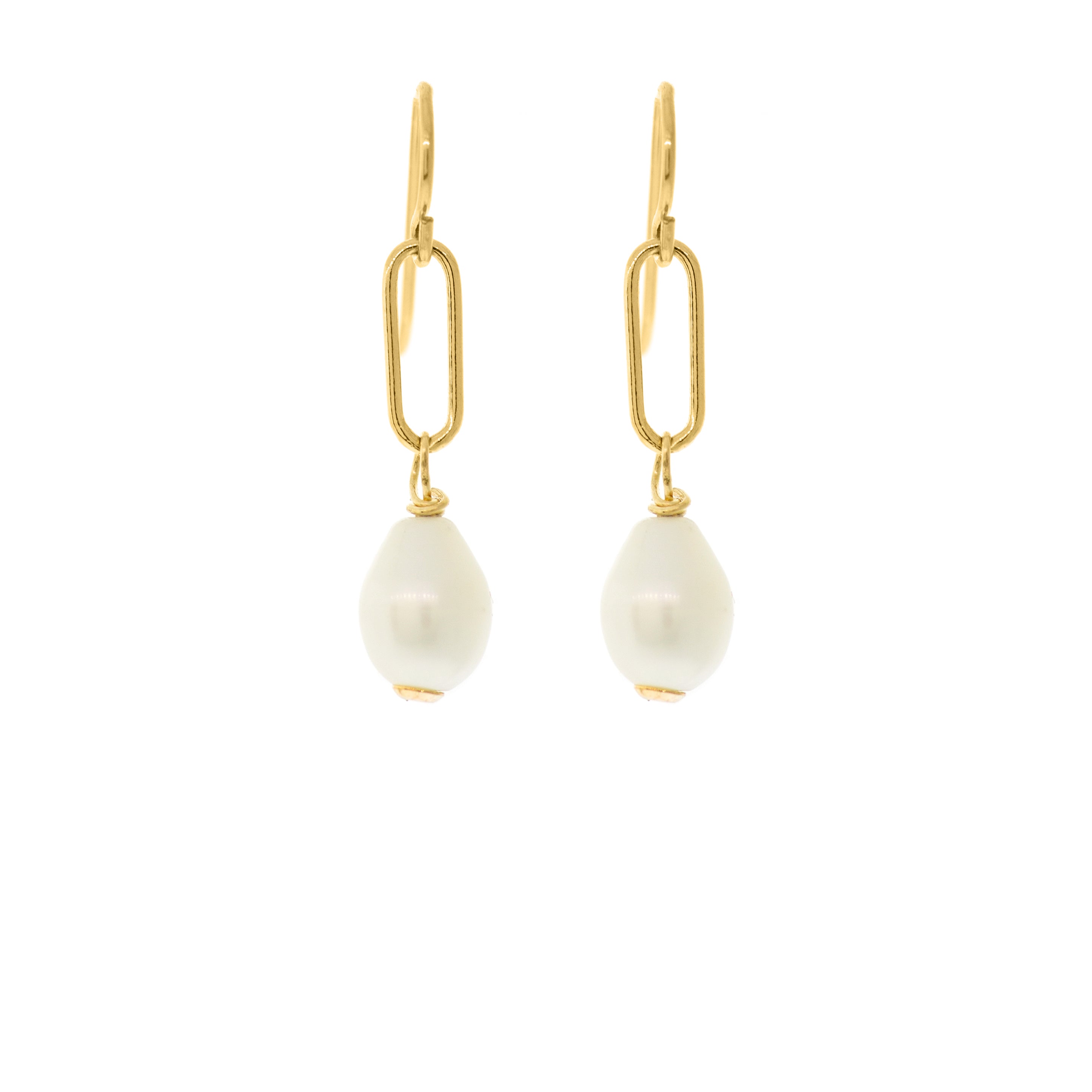 JULIA - GOLD LINK WITH PEARL DROP EARRING