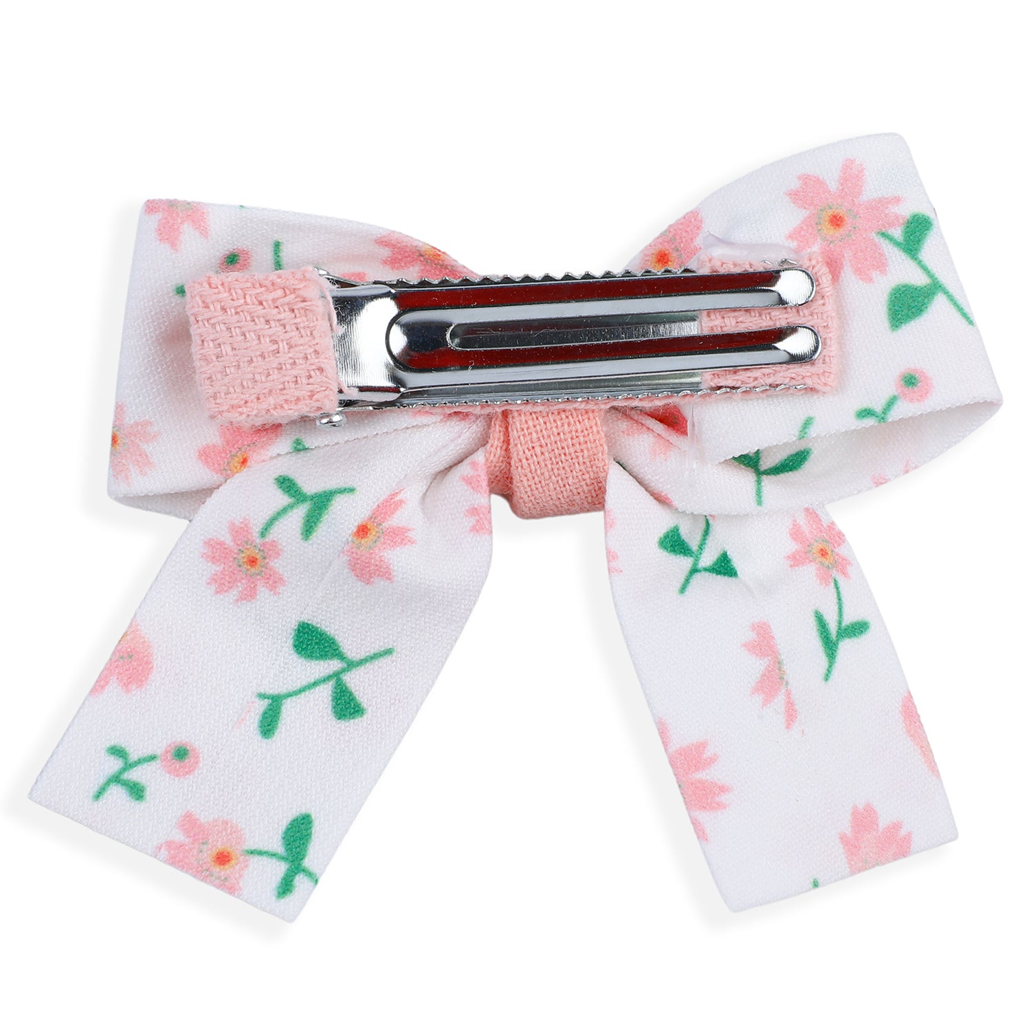 Floral Hair Bow Clip Set of 2 - Peach
