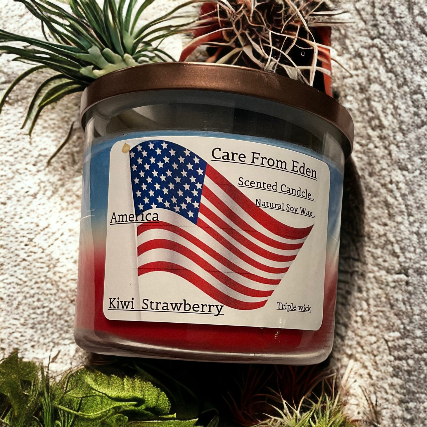 Triple Wick Scented Candle .America ,Kiwi Strawberry, 14 oz