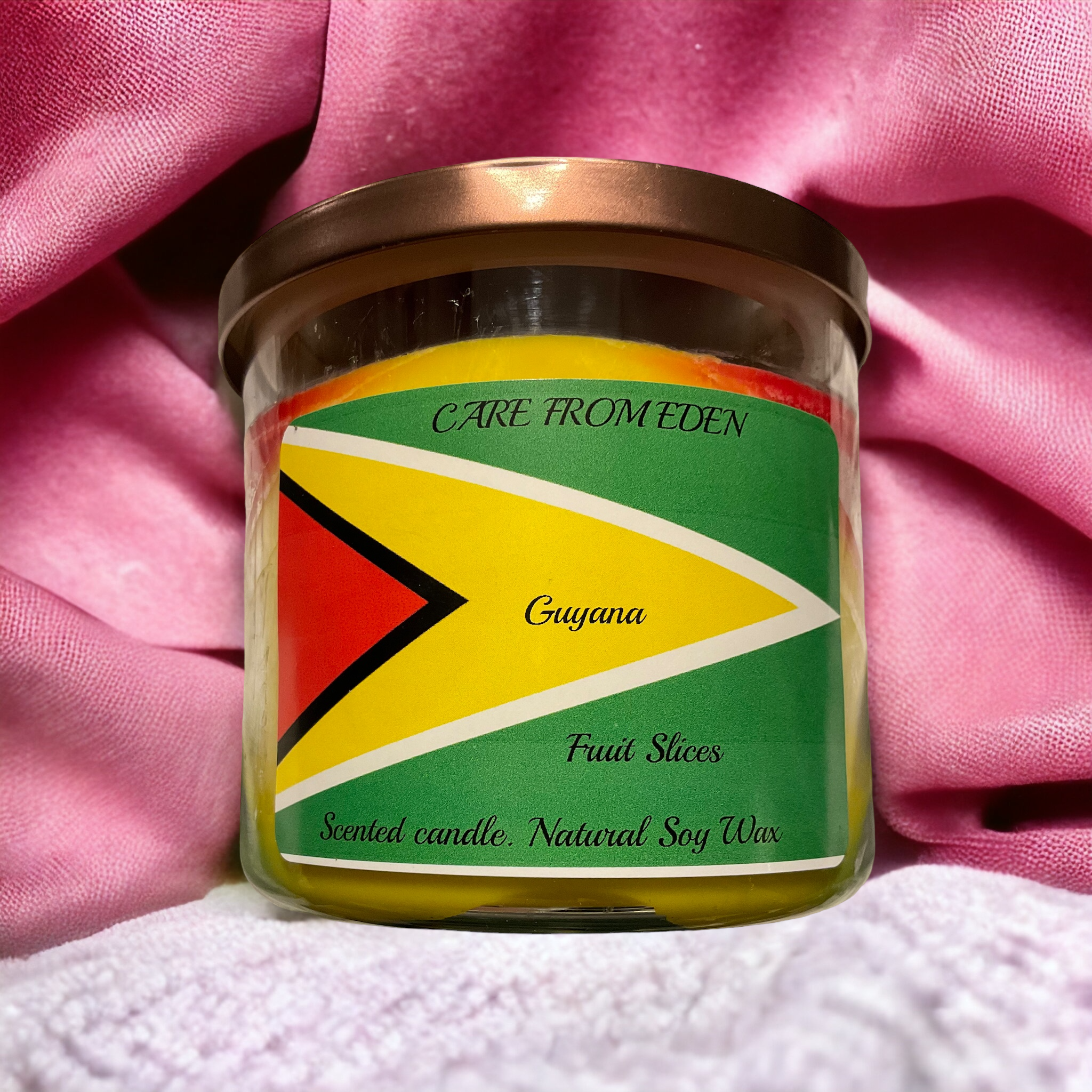 Triple Wick Scented Candle.Guyana: Fruit Slices; 14 oz
