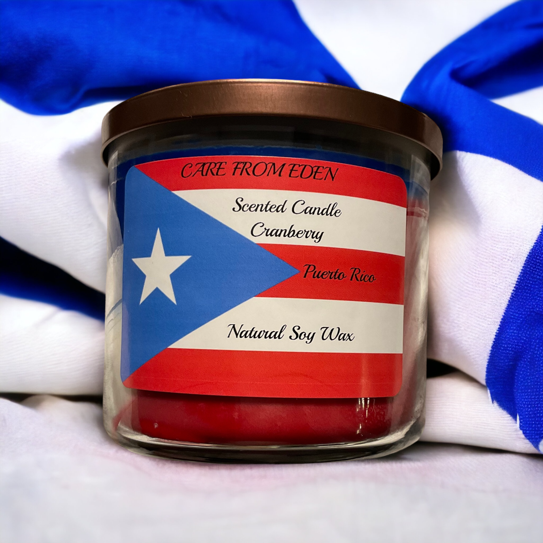 Triple Wick Scented Candle.Puerto Rico. Cranberry ; 14 oz