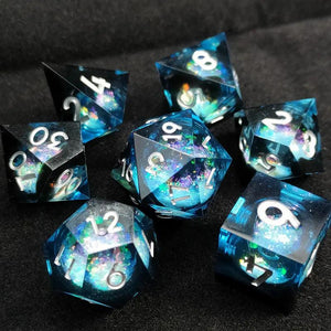 Dice Set, 7Pcs/Set Sharp Edge Liquid Core Polyhedral Dice For DnD - Dungeons By Dan