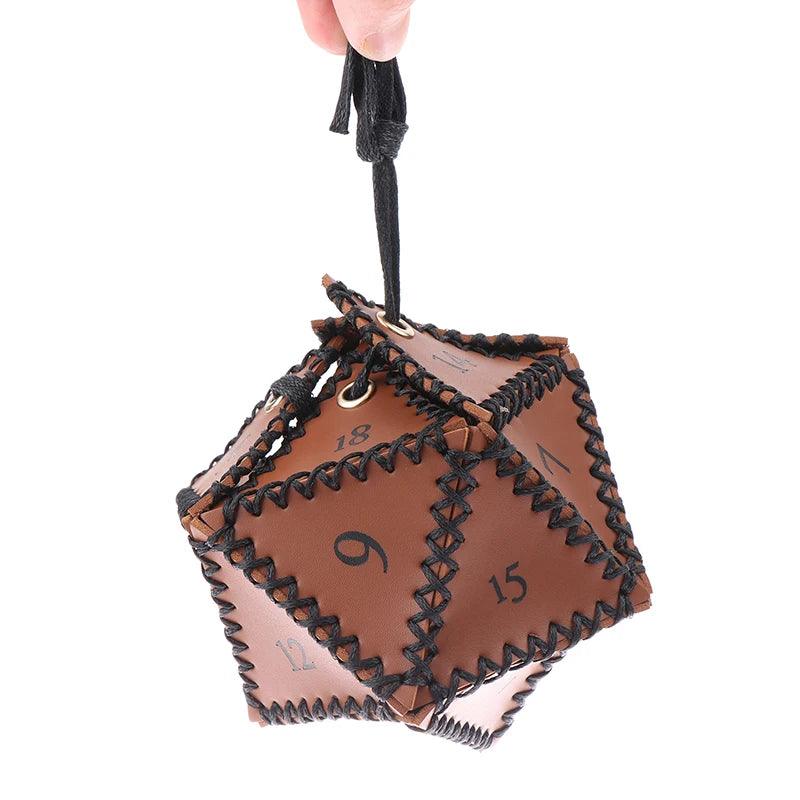 Dice Bag, Leather D20 Polygonal Pouch