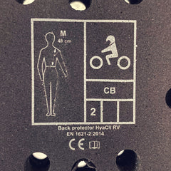 CE marking on the motorcycle jacket back protector from Pando Moto 