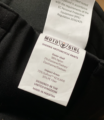 Product label of Sherrie leggings from the Moto Girl
