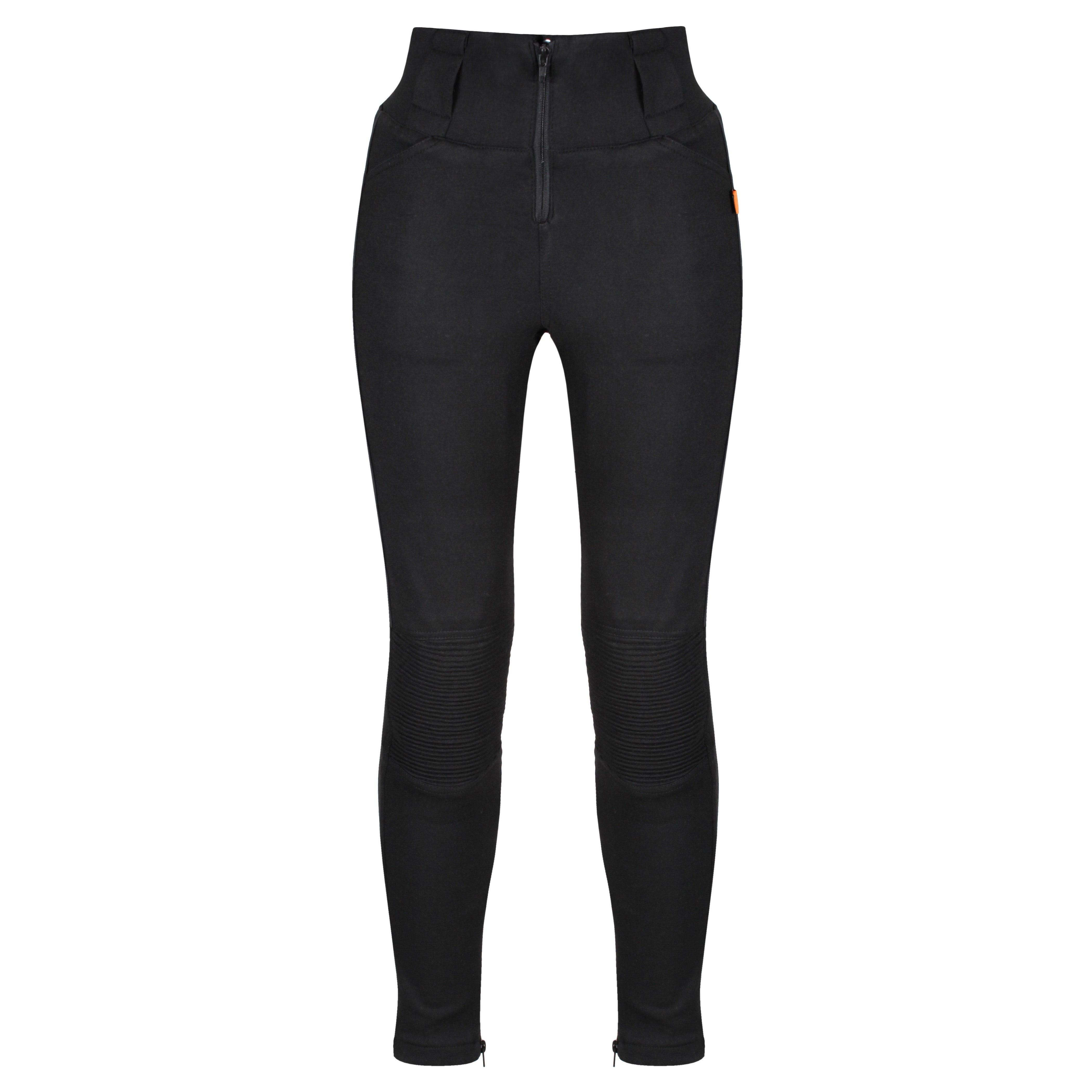 MotoGirl Ribbed Knee Ladies Protective Leggings Black