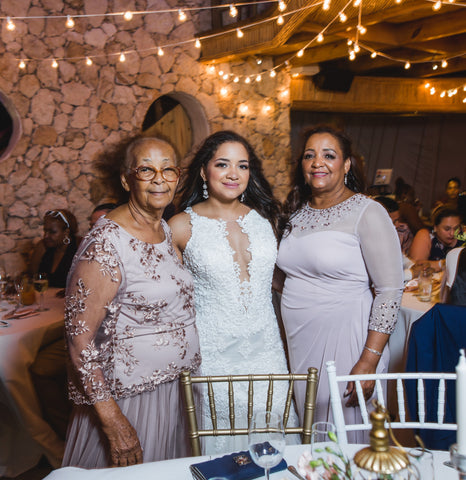 Mother of the bride, bride, and grandmother of the bride at wedding
