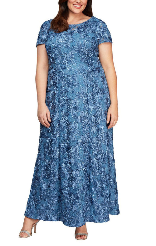 Alex evenings deals rosette shimmer gown