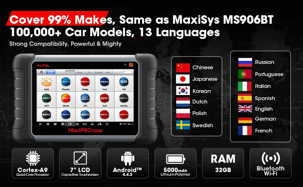 compatibilità e supporto linguistico autel mp808ts