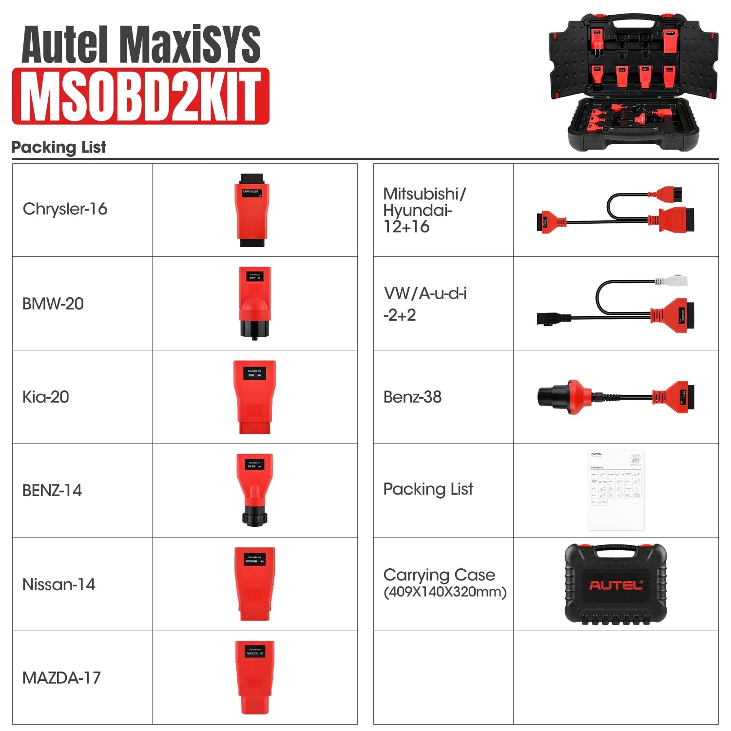 قائمة حزمة أوتيل MSOBD2KIT