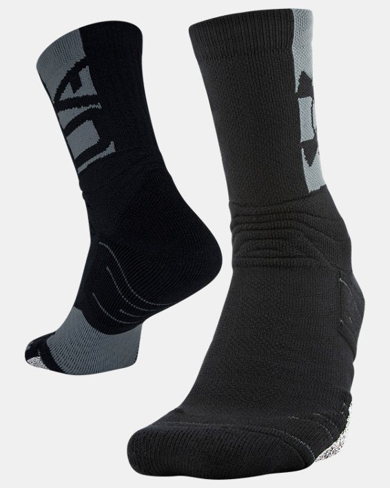 Nike Men's Golf Elite Cushioned Crew Socks sz 5 (12-13.5) Black Gray  Reflective Running 
