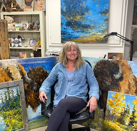 Kathy Bradshaw encaustic artist at Gallery Merrick