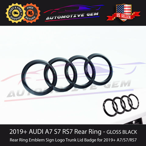 AUDI A7 S7 RS7 Trunk Emblem Curve Ring MATTE BLACK Rear Lid Hatch