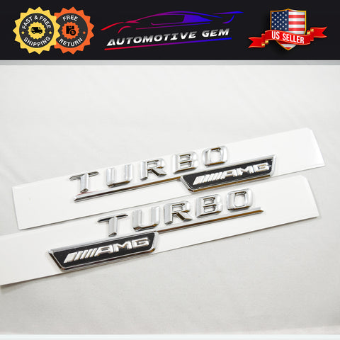 OEM TURBO 4MATIC+ Plus AMG Fender Emblem Badge CHROME Mercedes