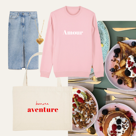 Style moodboard with the Amour pink sweatshirt