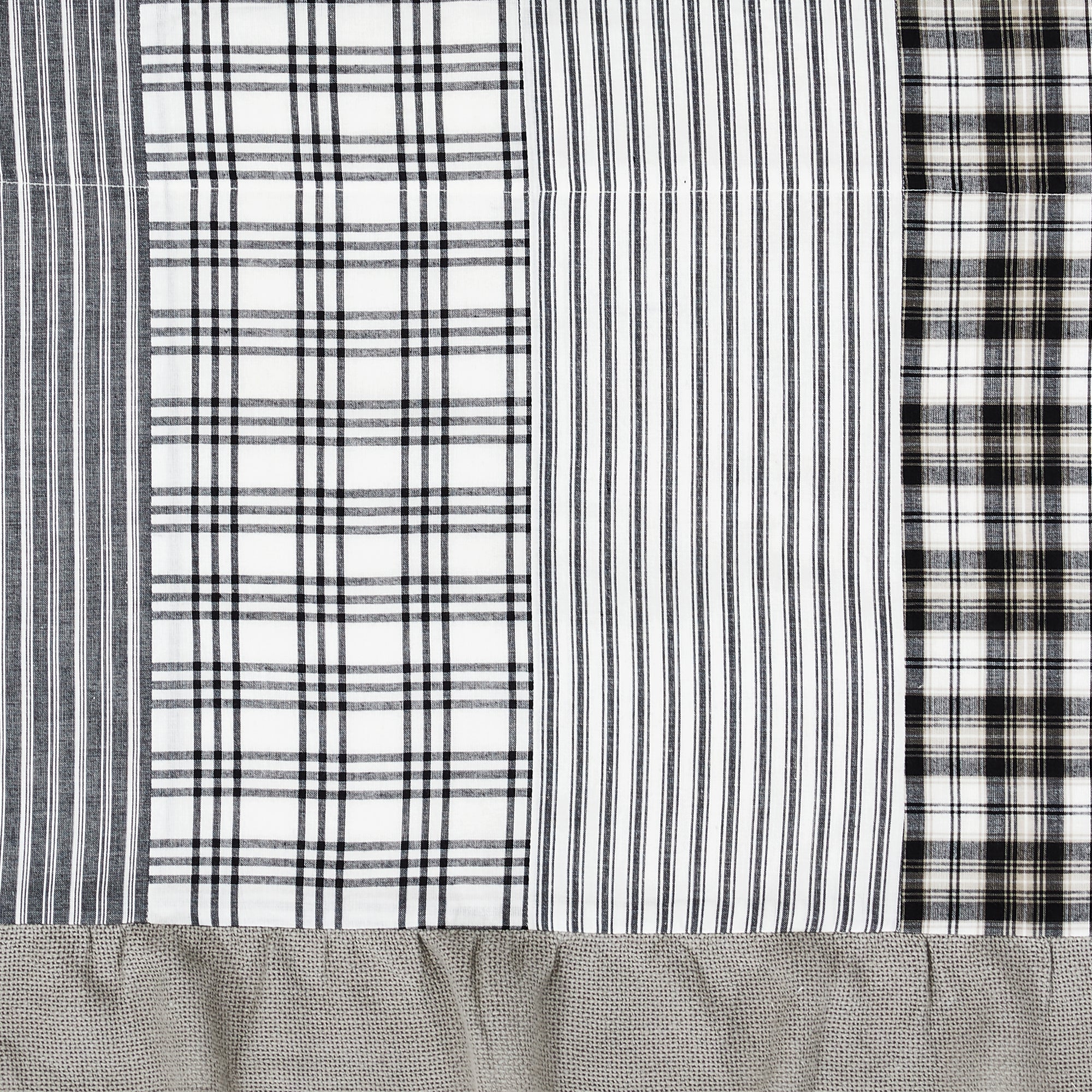 Sawyer Mill Black Short Panel with Attached Patchwork Valance Set of 2 63x36