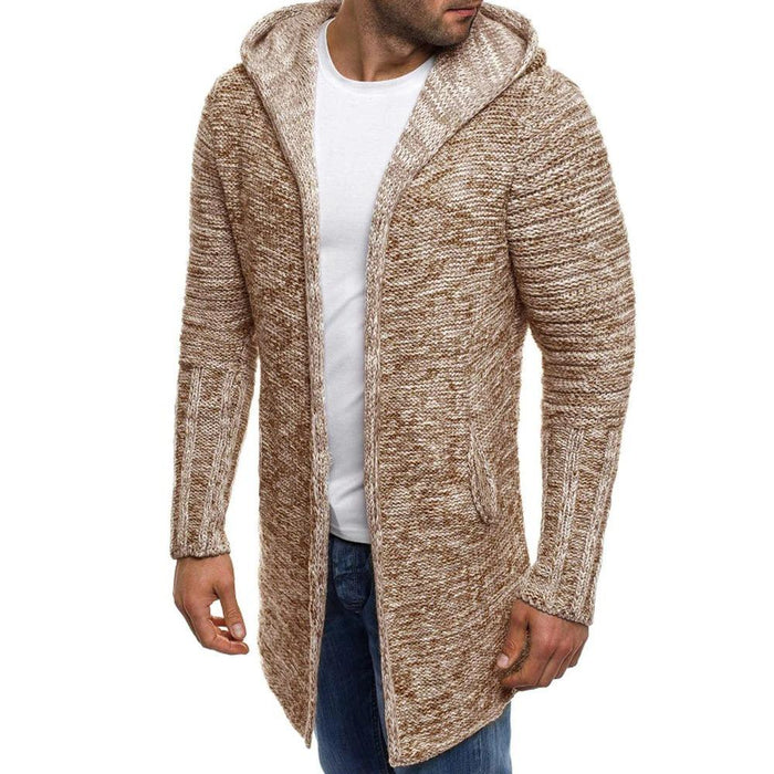 Beige Men's Hooded Cardigan — Diamond Discount Club