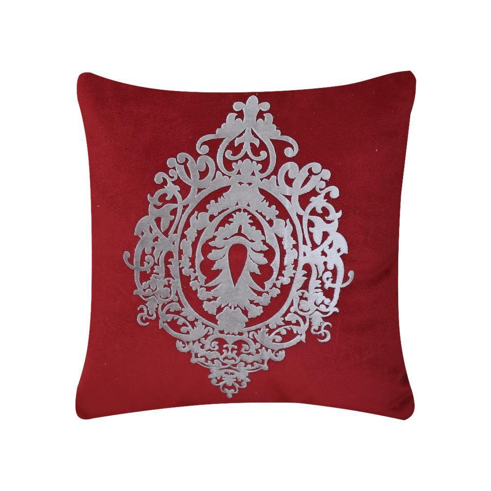 Silver Red Designer Cushion Cover-Set of 2 - Chahyay.com