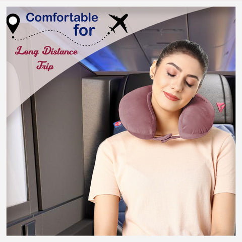 Memory Foam Neck Pillow For Travelling ( Removable velvet fabric