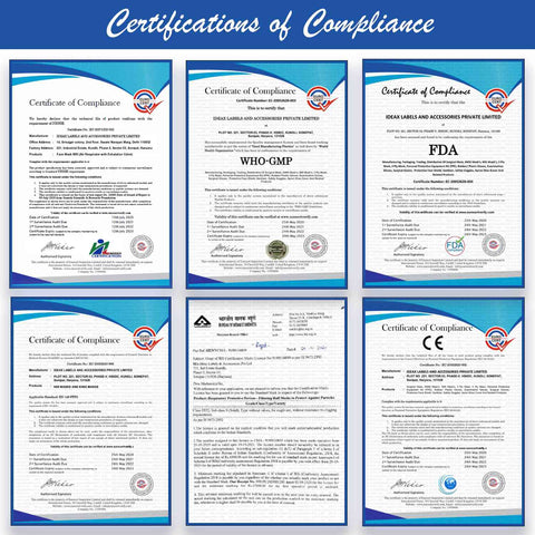Certification of compliance for face masks
