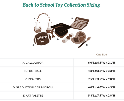 Back to School Toy Collection Sizing