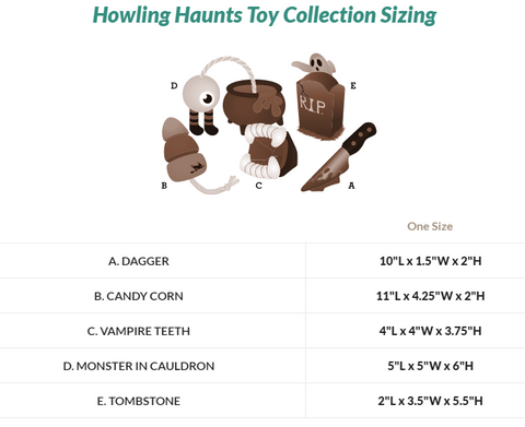 Howling Haunts Toy Collection Sizing