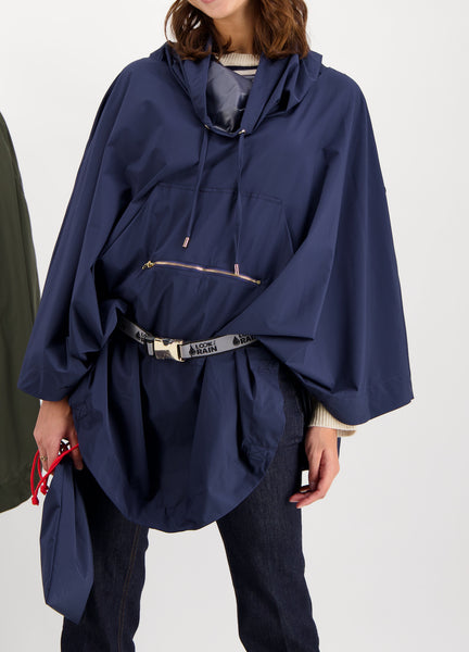 Waterproof Poncho Look The Rain La Cape Navy details belts