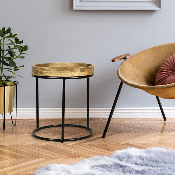 iron and wood side table