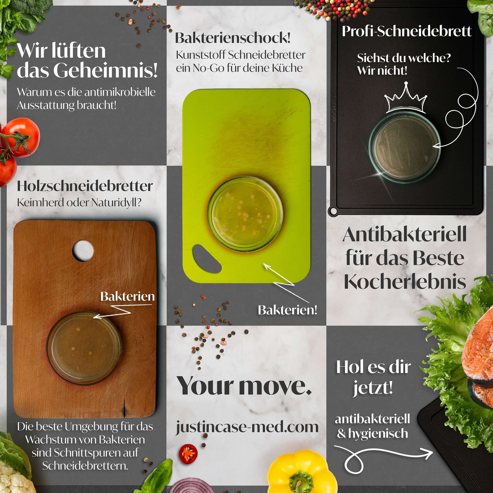 Entdecken Sie Just in Case - das führende Schweizer Startup für hygienische Küchenlösungen. Unsere Schweizer antimikrobielle Technologie garantiert nicht nur Sauberkeit, sondern auch Sicherheit und Stil für Ihr Zuhause.