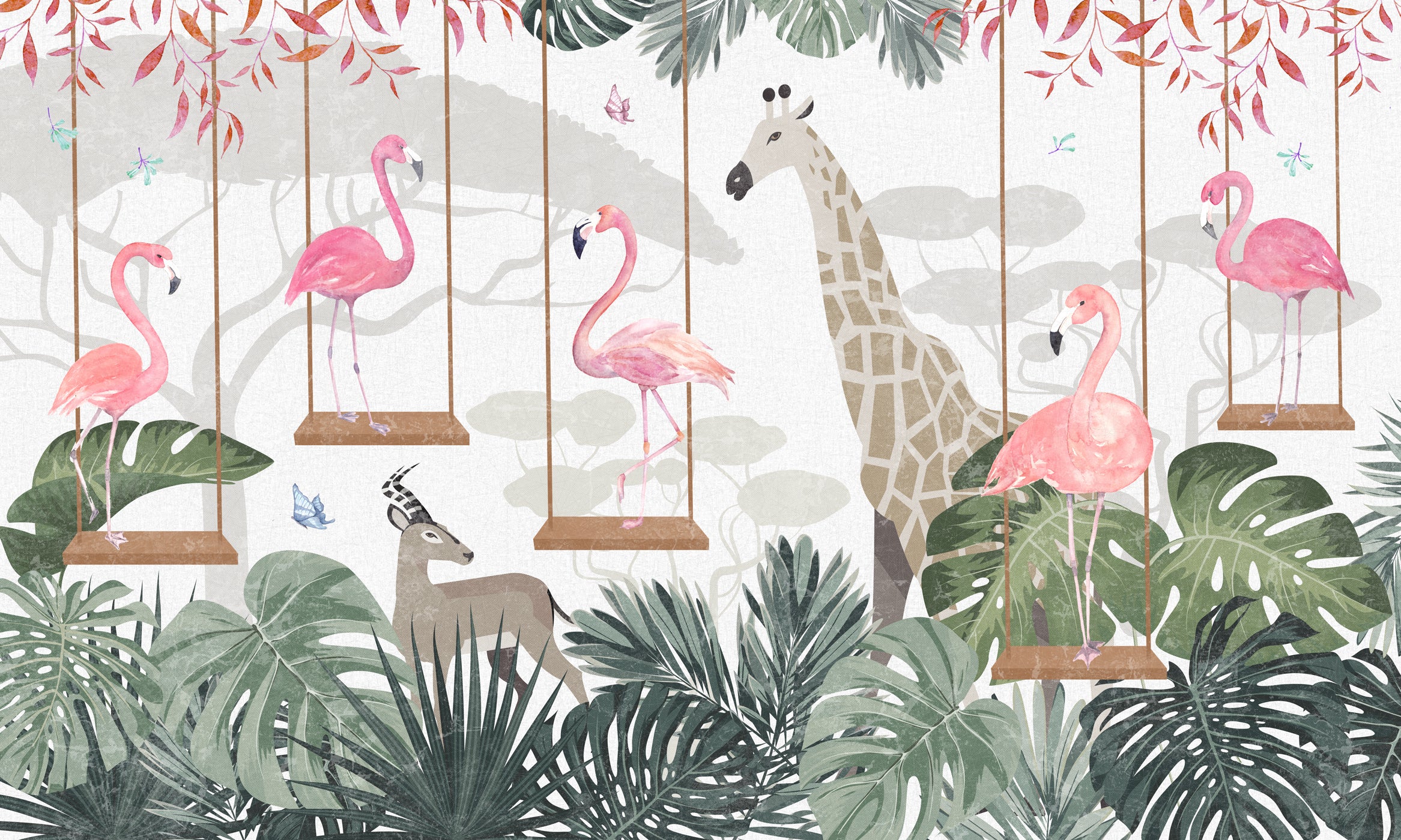 Papier peint panoramique sweet flamingo savana - Pure Panoramique product image