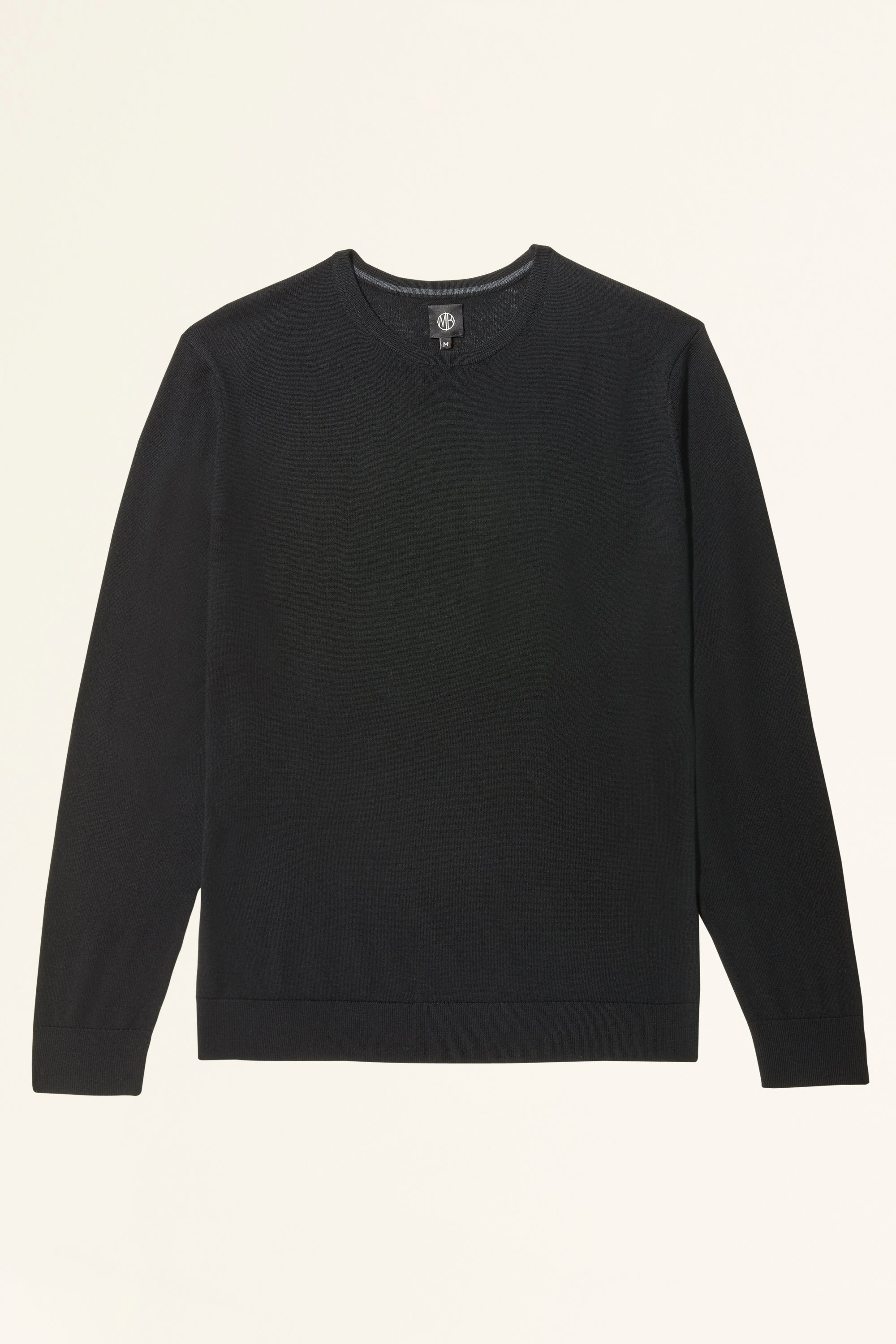 MOSS BROS. | Black Merino-Blend Crew-Neck Jumper | Moss Box