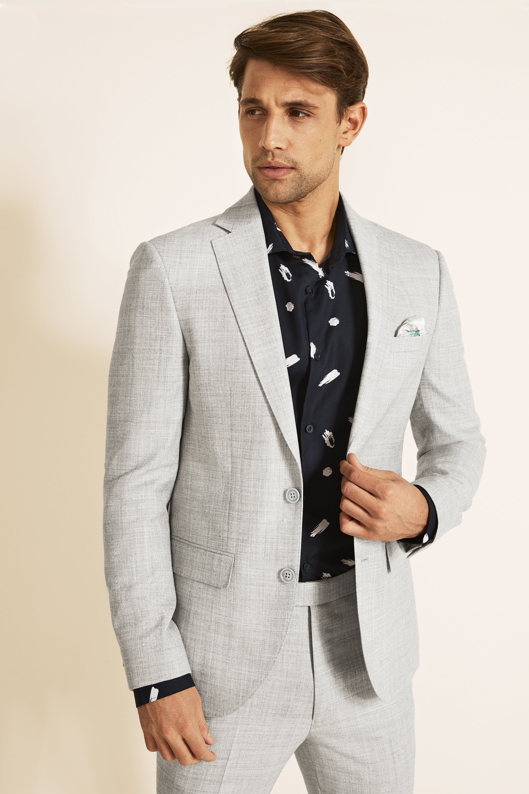 FRENCH CONNECTION | Slim Fit Light Grey Flannel Jacket | Moss Box