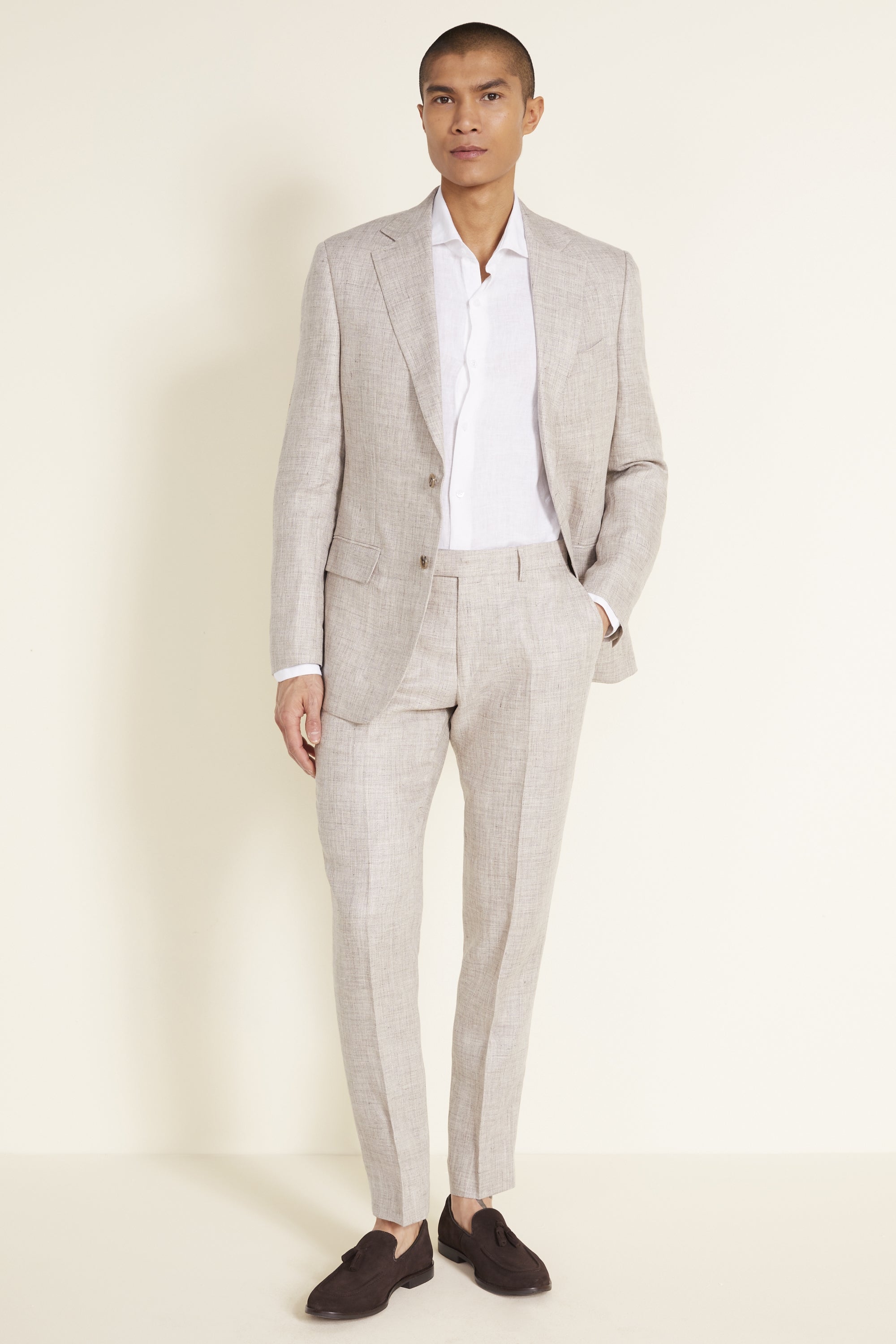 MOSS 1851 | Tailored Fit Oatmeal Linen Jacket | Moss Box