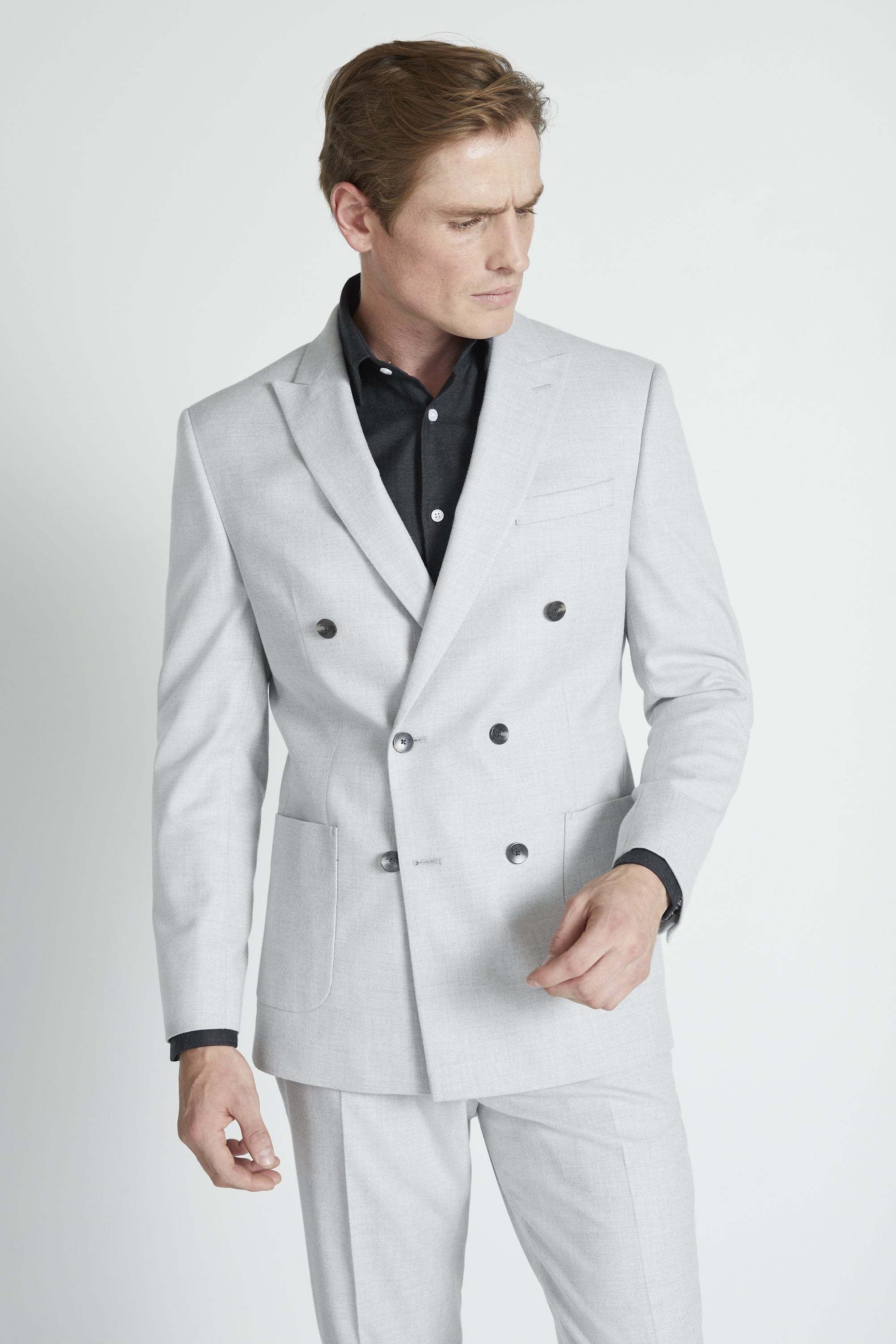 MOSS | Tailored Fit Light Grey Flannel Jacket | Moss Box