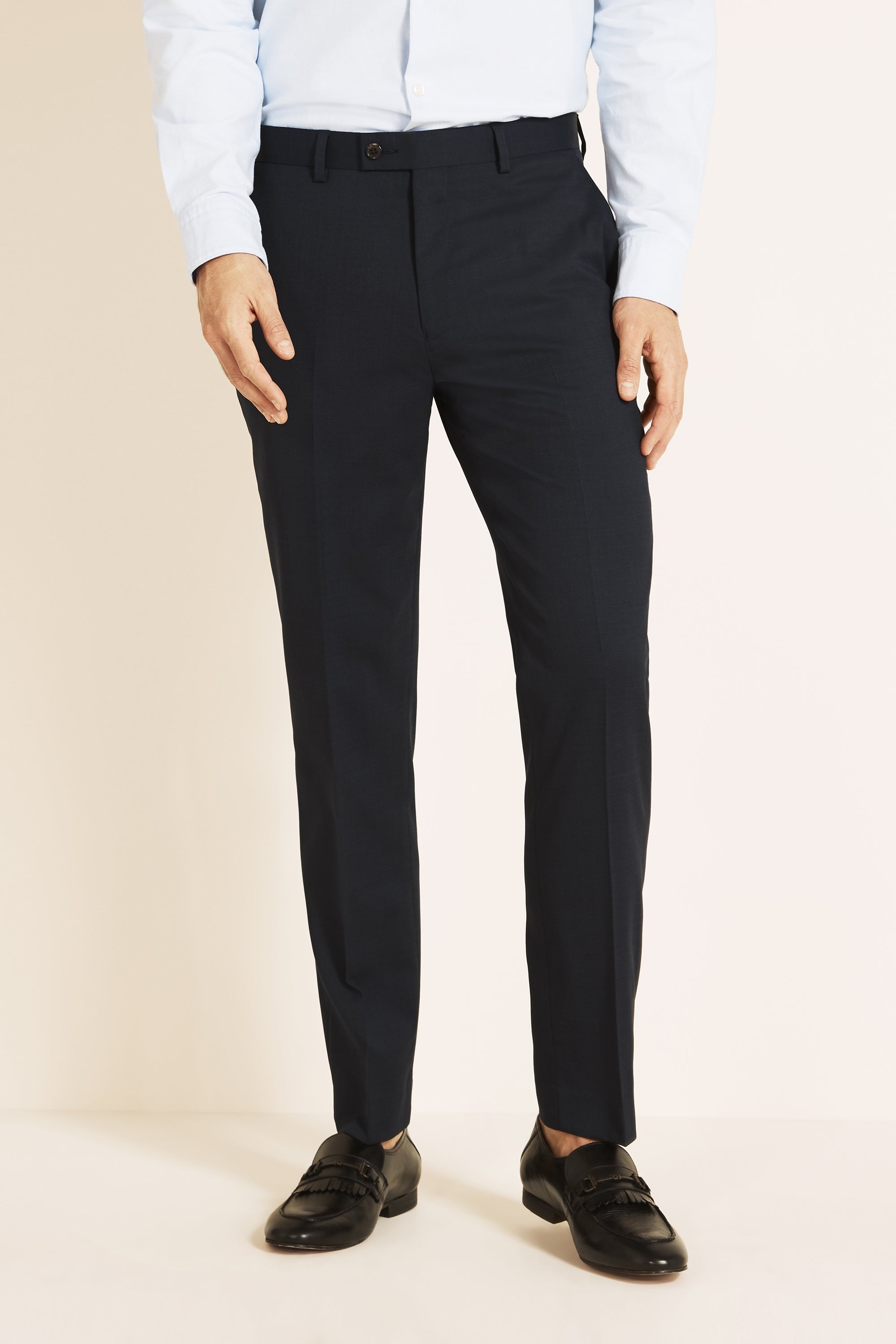 TED BAKER | Alter Eco Tailored Fit Navy Pindot Trousers | Moss Box