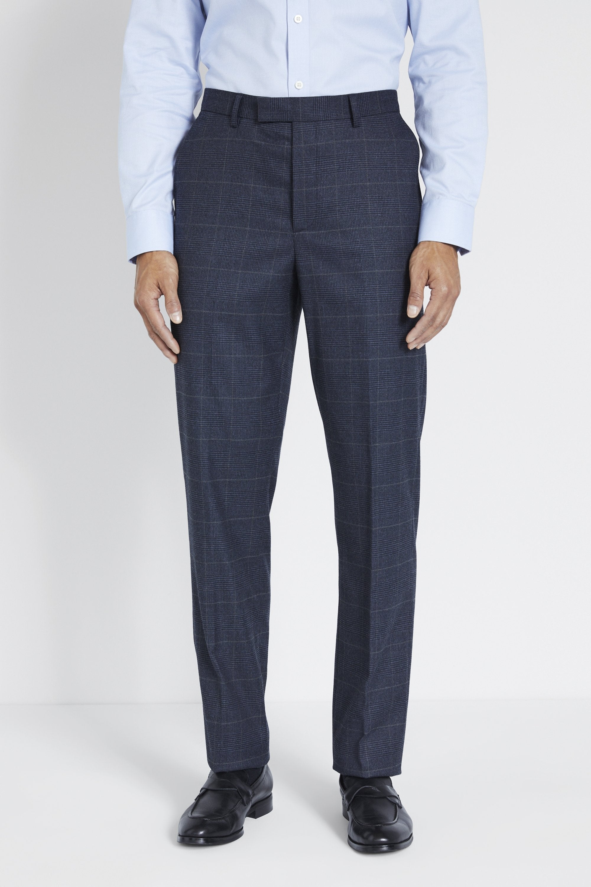 MOSS | Regular Fit Blue Check Trousers | Moss Box