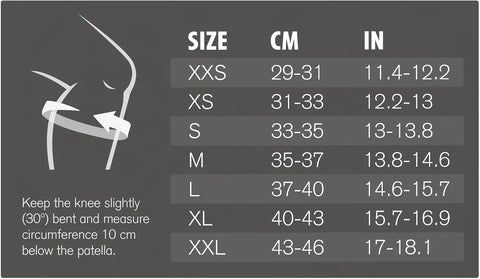 Grössentabelle für RX Knee Sleeve 3mm