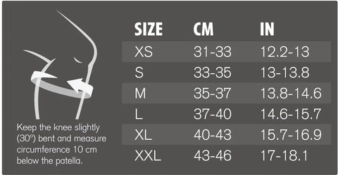 Grössentabelle für RX Original V Knee Sleeve 7mm