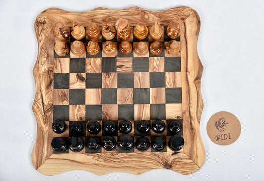 Handmade Olive Wood Chess Board Live Edge Base -  Canada