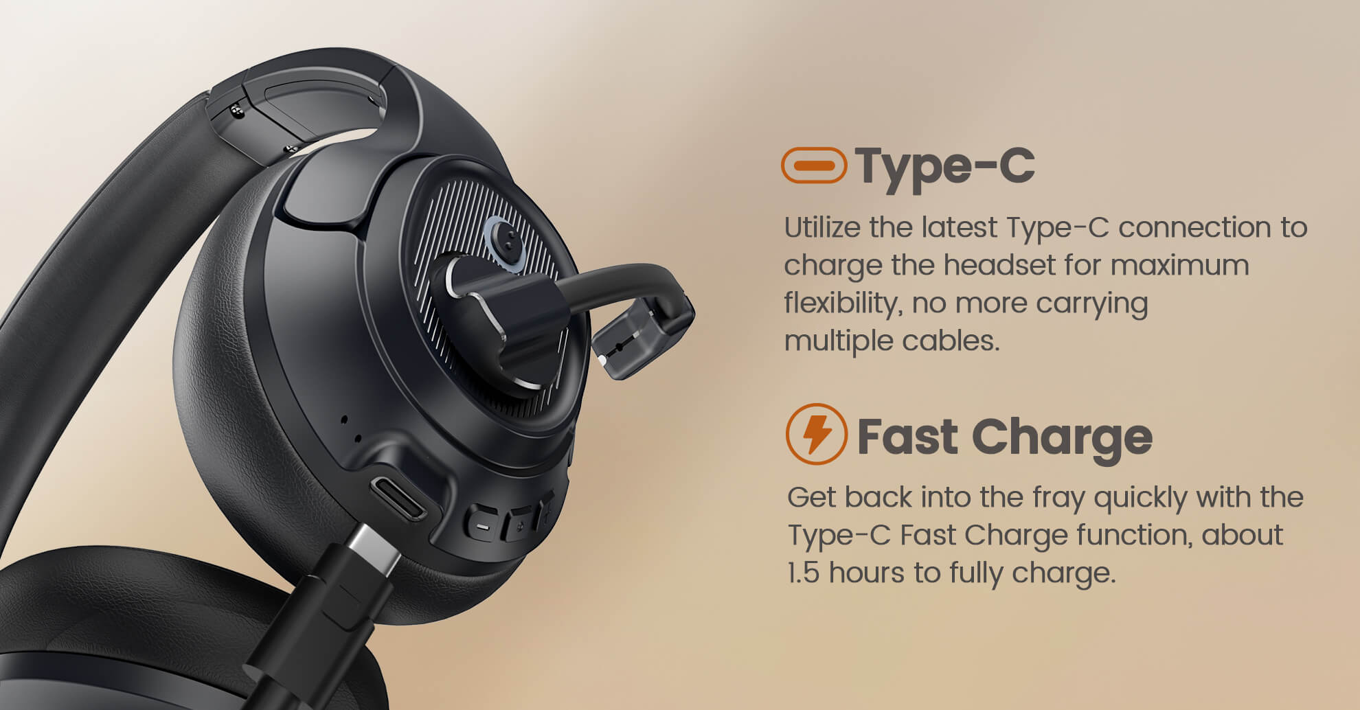 Wireless Headphone with Type-C Fast Charge