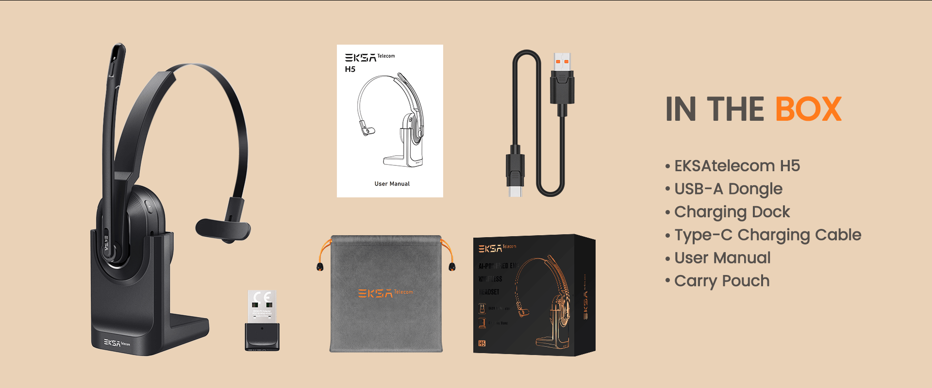 Packaging list for EKSAtelecom H5, including product contents and details